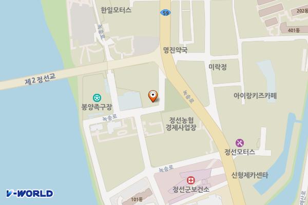 봉양5리 경로당 앞 위치 지도 — 강원특별자치도 정선읍 녹송로 55-12