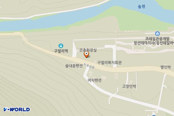 아우라지 출렁다리 위치 지도 — 강원특별자치도 정선군 여량면 노추산로749