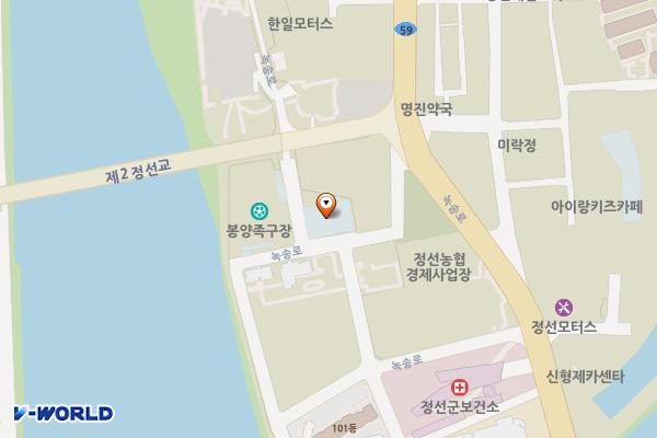 국립농산물품질관리원 청사화장실 위치 지도 — 강원특별자치도 정선군 정선읍 녹송로 55-16