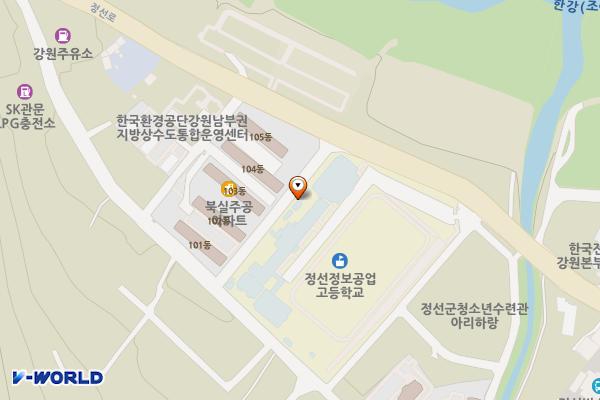정선정보고등학교 위치 지도 — 강원특별자치도 정선군 정선읍 용담샛길2