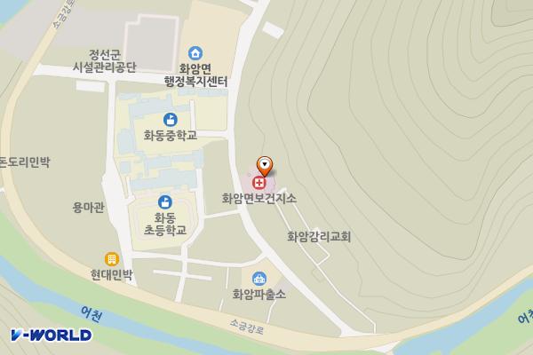 화암보건지소 위치 지도 — 강원특별자치도 정선군 화암면 그림바위길 57