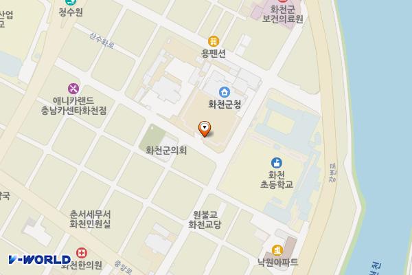 화천군청 위치 지도 — 강원특별자치도 화천군 화천읍 화천새싹길45