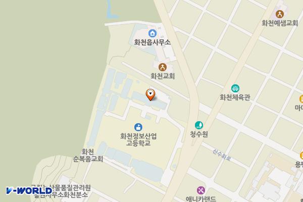 정보산업고등학교체육관 위치 지도 — 강원특별자치도 화천군 화천읍 상승로69