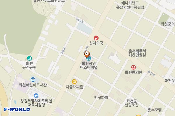 화천시외버스터미널 위치 지도 — 강원특별자치도 화천군 화천읍 상승로38-5