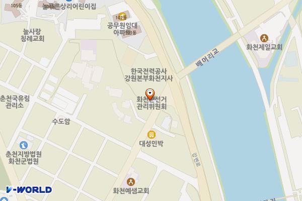 화천군선거관리위원회 위치 지도 — 강원특별자치도 화천군 화천읍 산수화로49