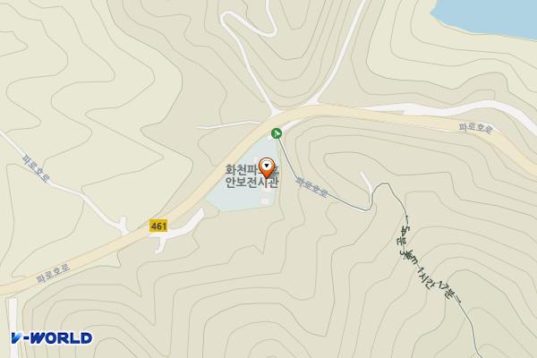 파로호안보전시관 위치 지도 — 강원특별자치도 화천군 간동면 파로호로208