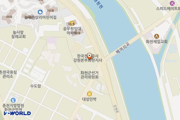 한국전력공사 위치 지도 — 강원특별자치도 화천군 화천읍 산수화로53