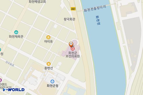 화천군 보건의료원 위치 지도 — 강원특별자치도 화천군 화천읍 강변로111