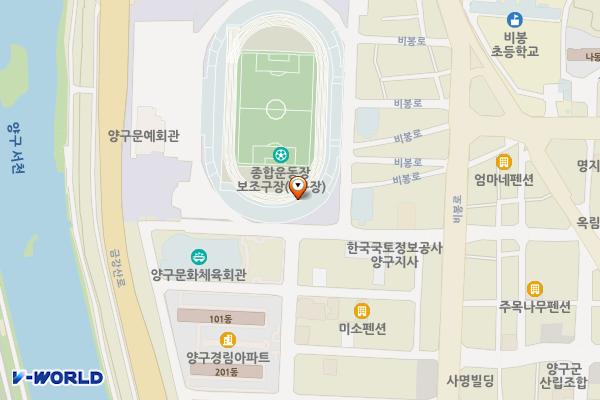 양구종합운동장 위치 지도 — 강원특별자치도 양구군 양구읍 함춘로 25-9, 양구종합운동장