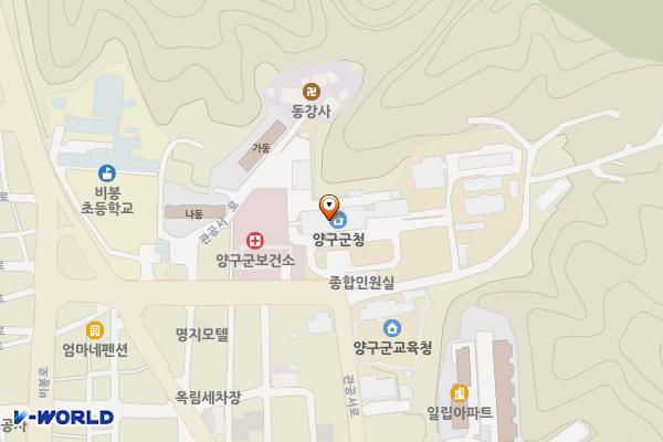 양구군청 제2본관(1층) 위치 지도 — 강원특별자치도 양구군 양구읍 관공서로 38, 양구군청