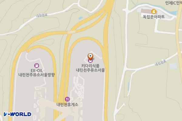(주)소노호텔앤리조트 내린천(양양방향)주유소 위치 지도 — 강원특별자치도 인제군 상남면 서울양양고속도로 117