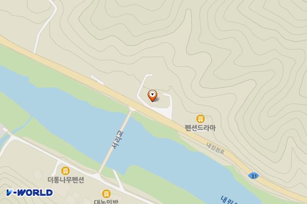 서2리하죽천교 위치 지도 — 기린면 북리781 내린천민박 앞(서리교인근)