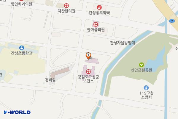 고성군보건소(2층)_좌 위치 지도 — 강원특별자치도 고성군 간성읍 수성로 30