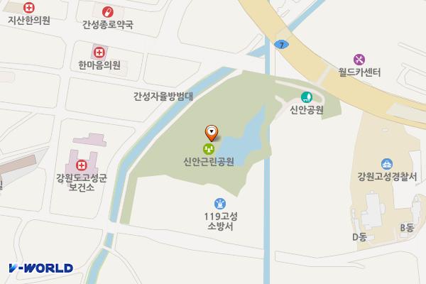 달홀공원 위치 지도 — 강원특별자치도 고성군 간성읍 신안리 137