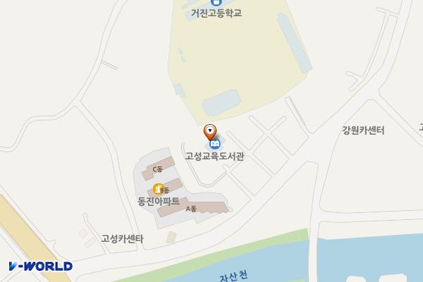 고성교육도서관 화장실(1층) 위치 지도 — 강원특별자치도 고성군 거탄진로 29번길 7