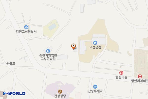 고성교육지원청본관(2층) 위치 지도 — 강원특별자치도 고성군 간성읍 간성로 80