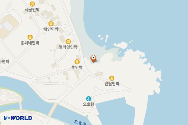 송지호해변(서낭바위) 위치 지도 — 강원특별자치도 고성군 죽왕면 오호리 29-48