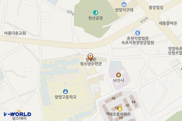양양청소년수련관 화장실 위치 지도 — 강원특별자치도 양양군 양양읍 복개길 23-2