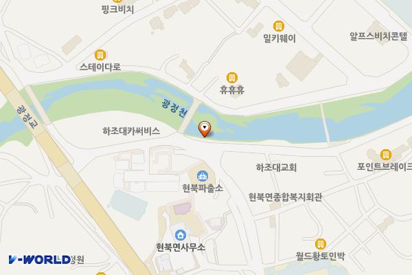 하조대버스정류장 화장실 위치 지도 — 강원특별자치도 양양군 현북면 하광정리 132-1