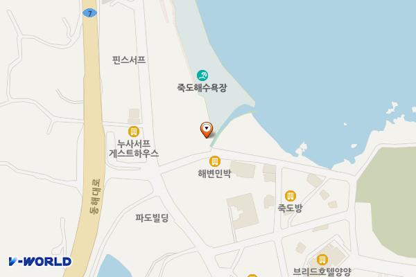 죽도해수욕장 화장실 위치 지도 — 강원특별자치도 양양군 현남면 새나루길 46