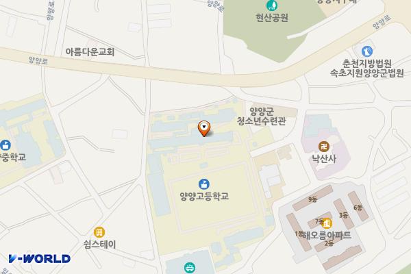 양양군 실내체육관 화장실 위치 지도 — 강원특별자치도 양양군 양양읍 복개길 23-12