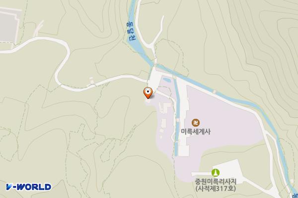 미륵사지공중화장실(사찰 입구) 위치 지도 — 충청북도 충주시 수안보면 미륵사지길 132