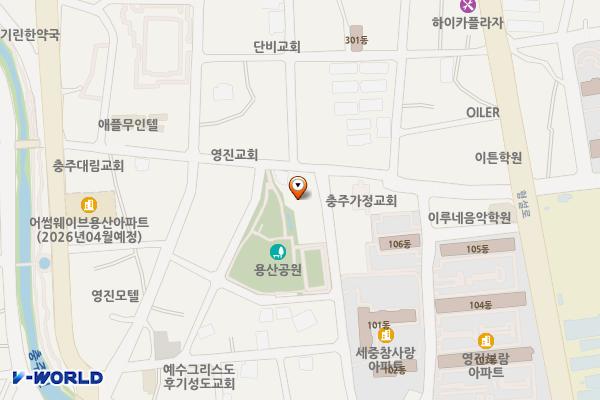 용산동생활체육공원화장실 위치 지도 — 충청북도 충주시 용정7길 25-1(용산동)