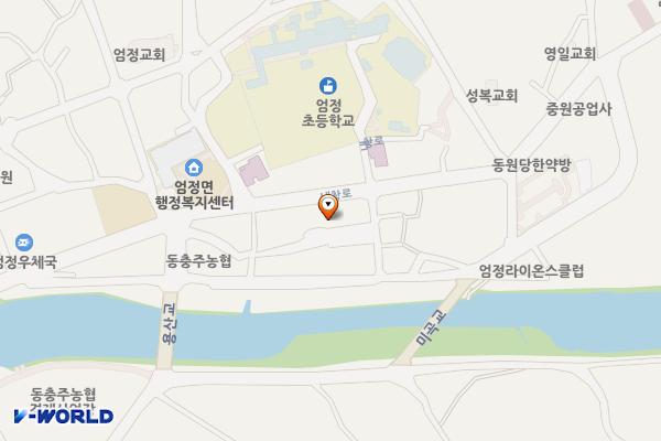 엄정내창시장거고객쉼터 위치 지도 — 충청북도 충주시 엄정면 미내장터길 15
