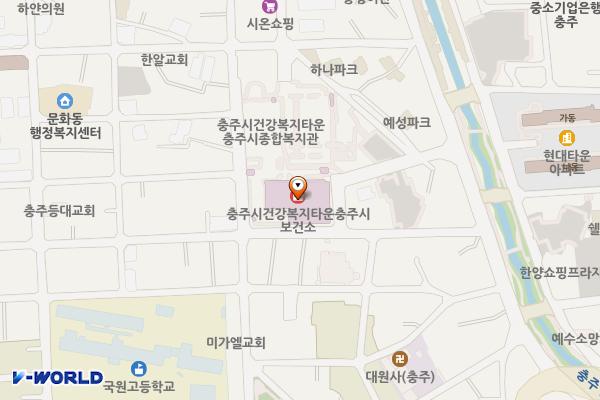 충주시건강복지타운복지동 화장실(4개) 위치 지도 — 충청북도 충주시 사직산21길 34