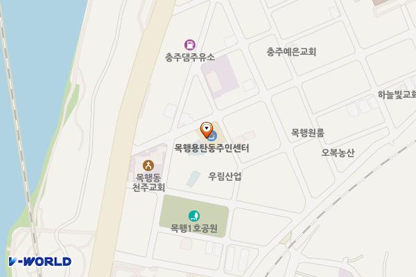 목행용탄동 행정복지센터 화장실(2개) 위치 지도 — 충청북도 충주시 행정5길 21(목행동)