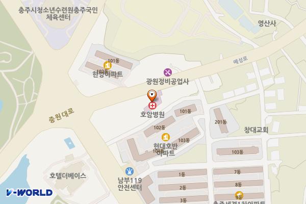 호암병원 위치 지도 — 충청북도 충주시 예성로 16 (호암동)
