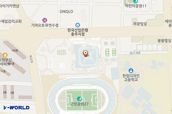 충주체육관 화장실(3개) 위치 지도 — 충청북도 충주시 예성로 266(연수동)