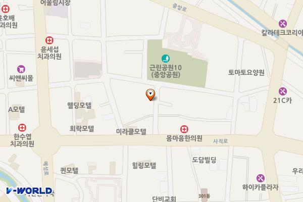충주성내동우체국 뒷편 로비 위치 지도 — 충청북도 충주시 관아1길 20