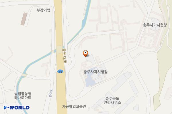 친환경농업연구관 화장실(2개) 위치 지도 — 충청북도 충주시 동량면 충원대로 1350