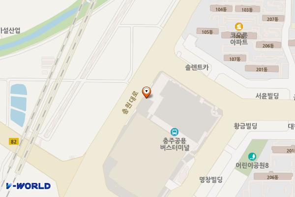 충주공용터미널화장실(내부) 위치 지도 — 충청북도 충주시 충원대로 626