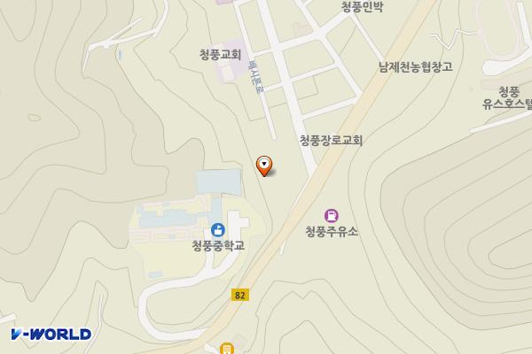청풍복지회관(외부)화장실 위치 지도 — 충청북도 제천시 청풍면 배시론로 3