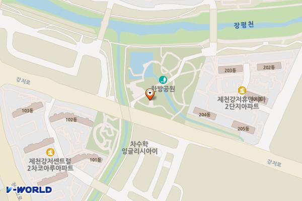 강저제1근린공원 위치 지도 — 충청북도 제천시 강제동 735