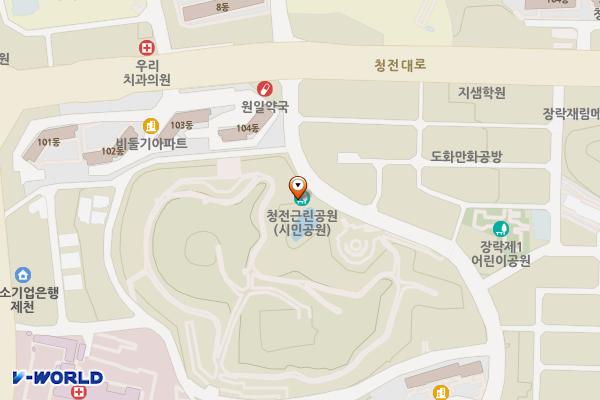 시민공원(하) 위치 지도 — 충청북도 제천시 용두천로 287