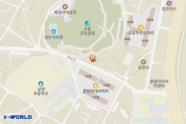 교동근린공원(상) 위치 지도 — 충청북도 제천시 독순로 141