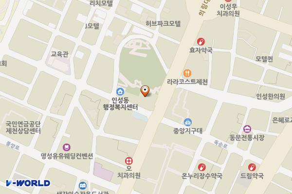 중앙공원(하)화장실 위치 지도 — 충청북도 제천시 의림대로 125