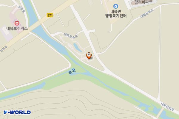 창리공중화장실(공원) 위치 지도 — 충청북도 보은군 내북면 창리 121-2