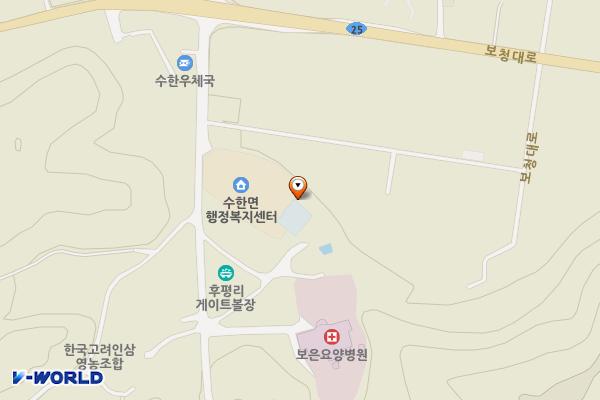수한면행정복지센터 공중화장실 위치 지도 — 충청북도 보은군 수한면 후평바리미길 13