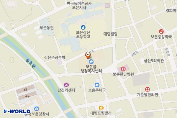 보은읍사무소 공중화장실 위치 지도 — 충청북도 보은군 보은읍 삼산로 50
