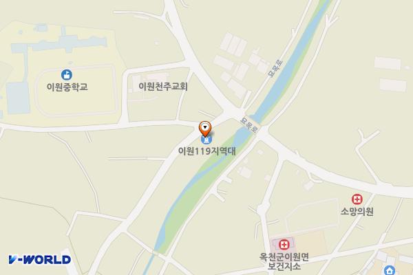 옥천소방서 이원지역대 화장실 위치 지도 — 충청북도 옥천군 이원면 강청길 1