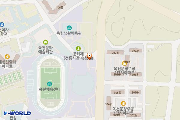 옥천체육센터 2층 좌측 화장실 위치 지도 — 충청북도 옥천군 옥천읍 관성로 53