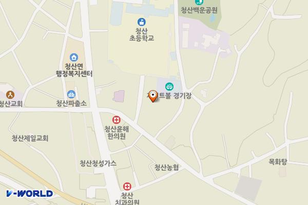 청산 청소년문화의 집 1층 화장실 위치 지도 — 충청북도 옥천군 청산면 지전길 36-12