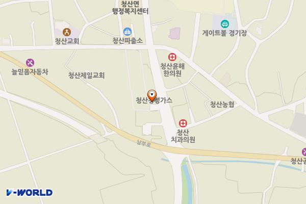 청산시장 공중화장실 위치 지도 — 충청북도 옥천군 청산면 지전길 47-19