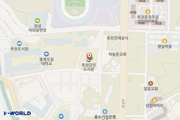 옥천군민도서관 2층 화장실 위치 지도 — 충청북도 옥천군 옥천읍 관성로 4길 10