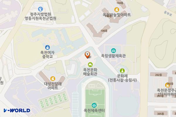 옥천문화예술회관 1층 우측 화장실 위치 지도 — 충청북도 옥천군 옥천읍 문정1길 32