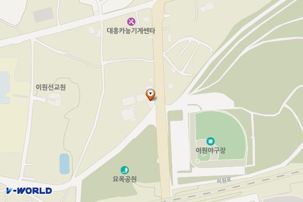 옥천묘목공원 공중화장실 위치 지도 — 충청북도 옥천군 이원면 이원로 831